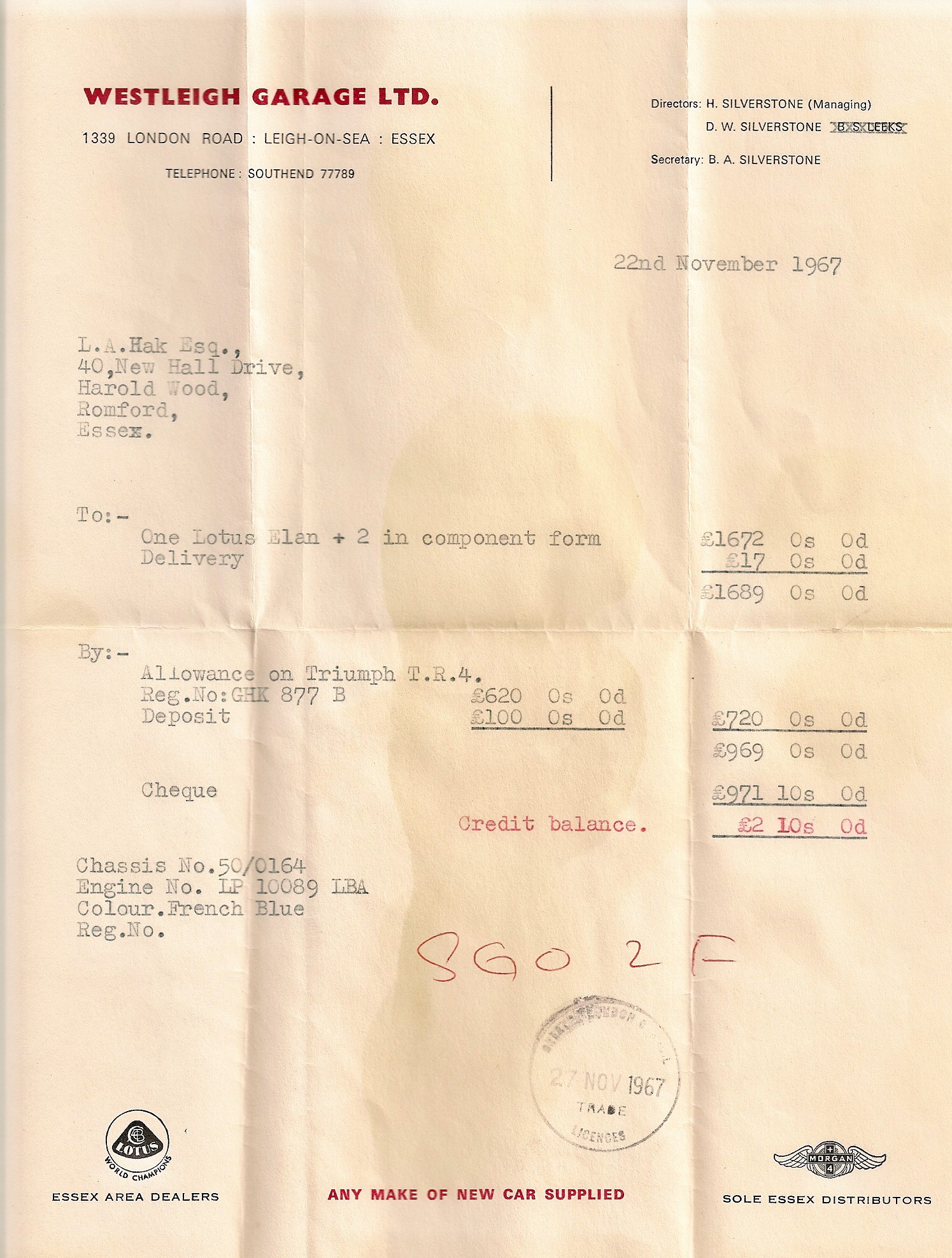 Original bill of sale